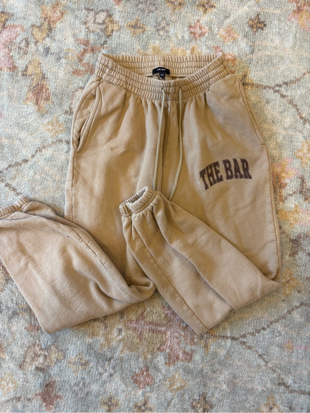 The Bar Tan Track Joggers with Logo
